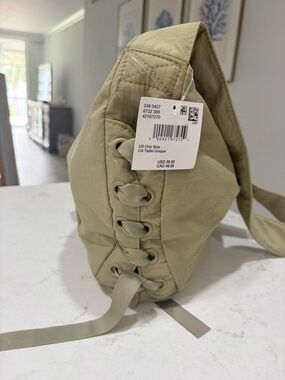 Large American Eagle Olive Green Crossbody Sling Bag with Lace-Up Detail NWT